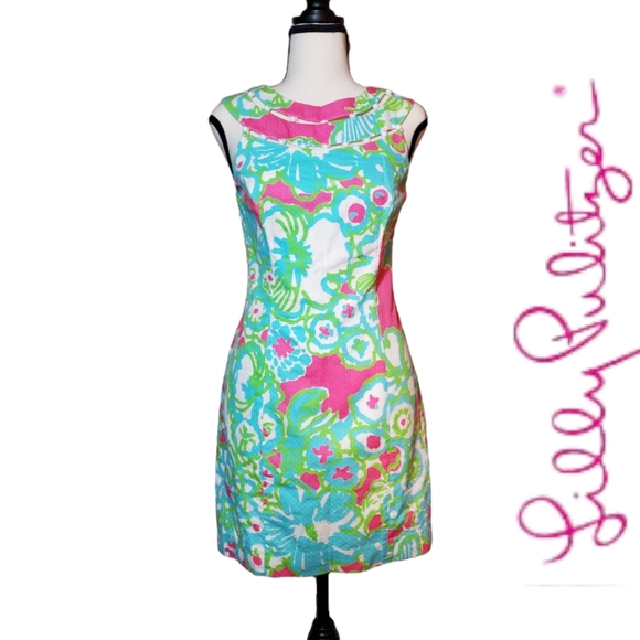 💖Host Pick!💖 Lilly Pulitzer Lindy PB Pink A Delicacy Beaded Neck Shift Dress - Picture 3 of 7